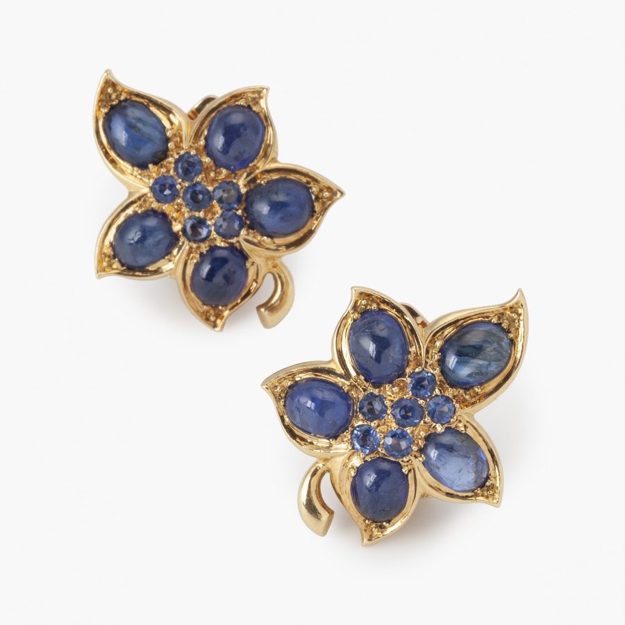 René Boivin sapphire clip earrings ca 1950
