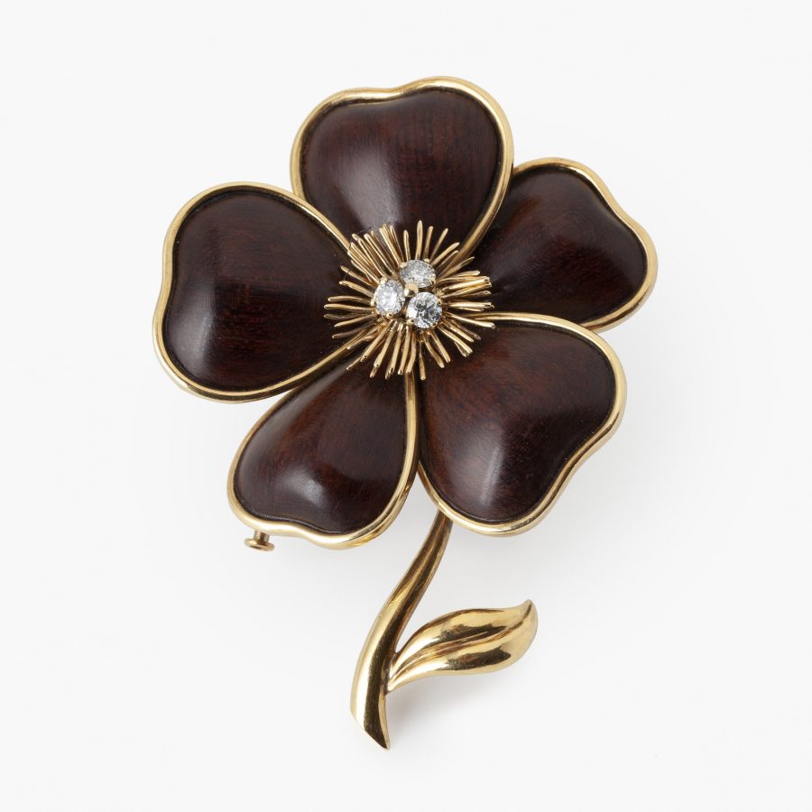 Van Cleef & Arpels Clematis brooch and matching clip earrings Paris