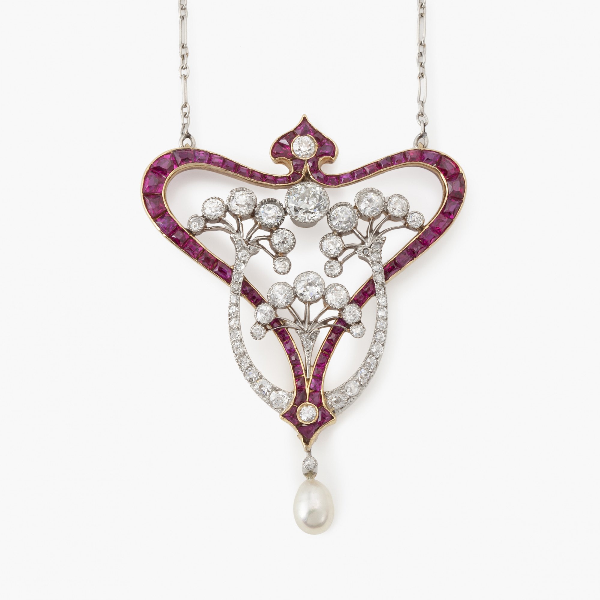 vuitton pink sapphire diamond necklace