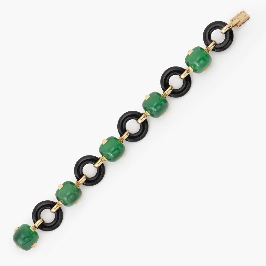 Marzo Paris Art Deco bracelet onyx green agath ca 1925