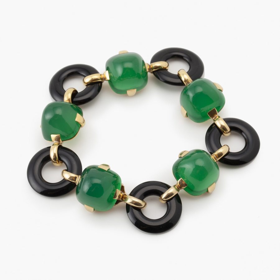 Marzo Paris Art Deco bracelet onyx green agath ca 1925