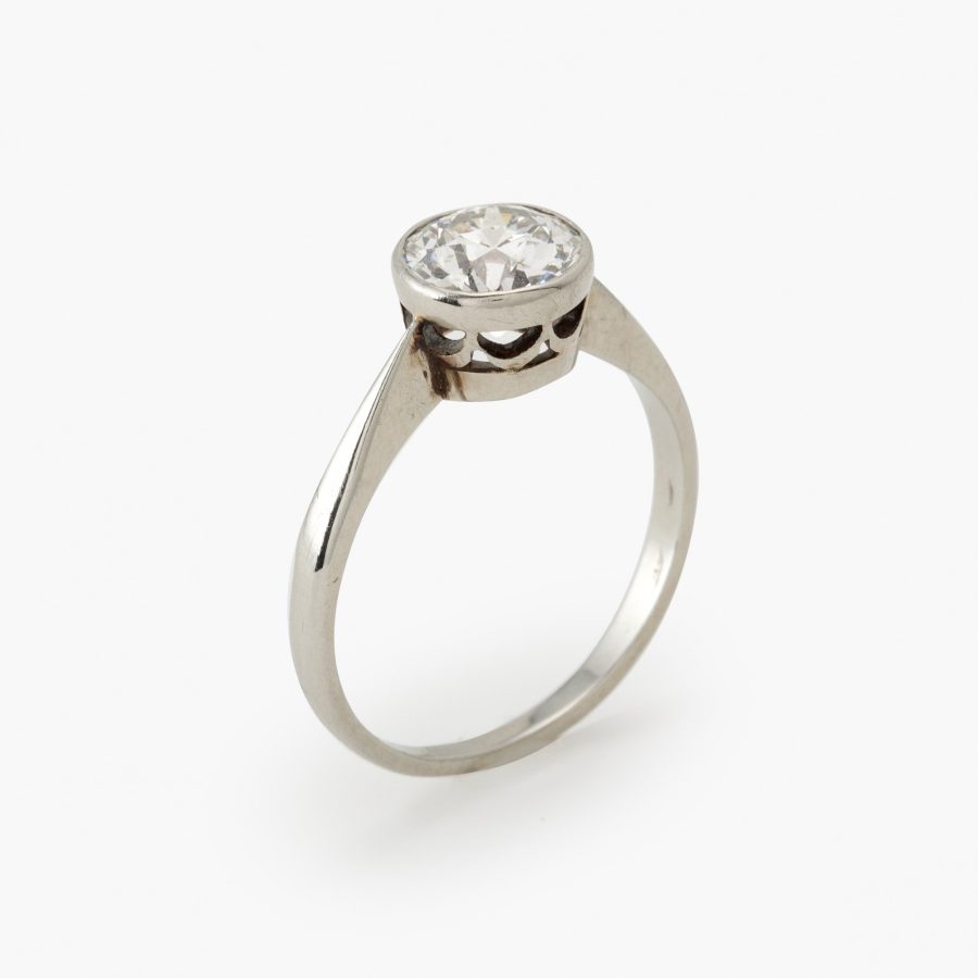 Art Deco single stone ring antique brilliant cut diamond ca 1.25 ct