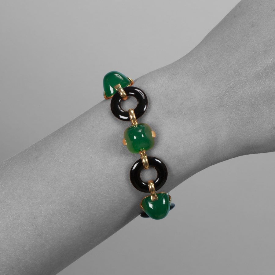 Marzo Paris Art Deco bracelet onyx green agath ca 1925