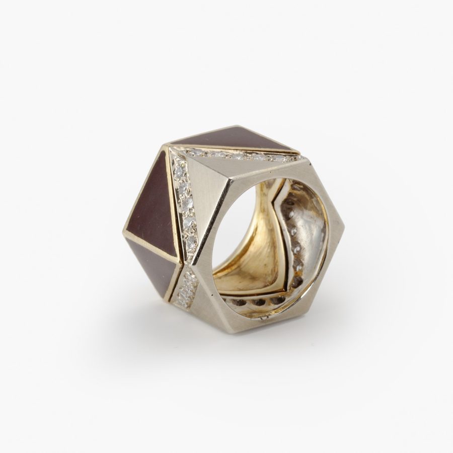 Christian Dior ring enamel diamonds ca 1980