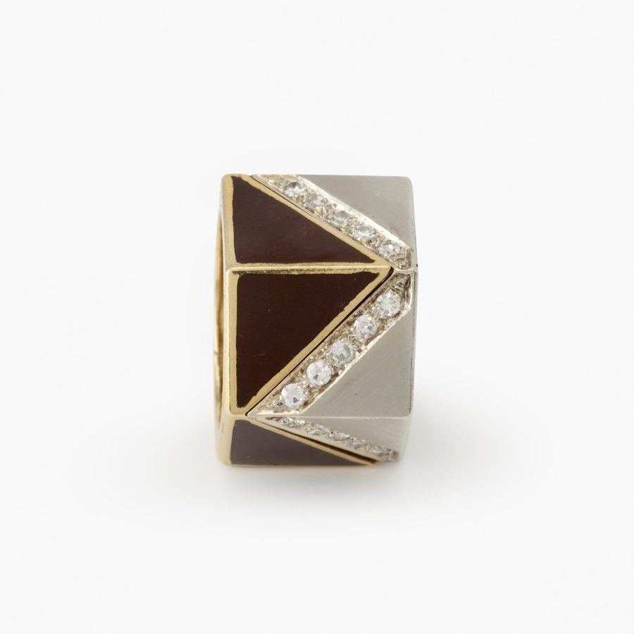 Christian Dior ring enamel diamonds ca 1980