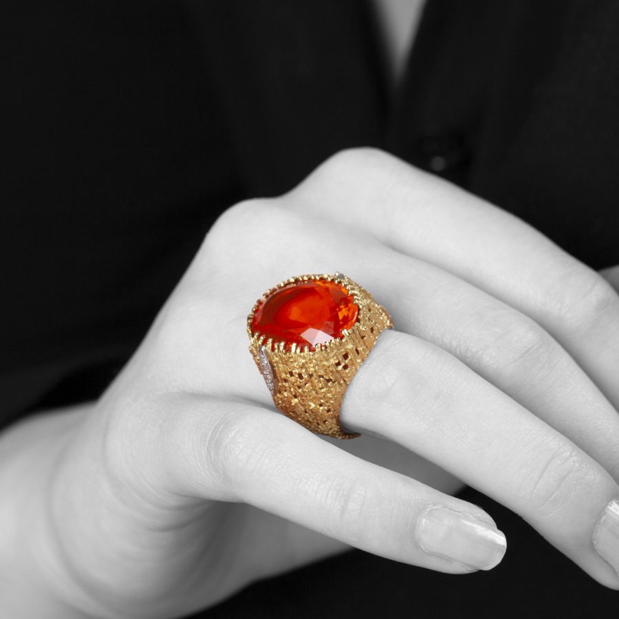 Andrew Grima fire opal ring dated 1976