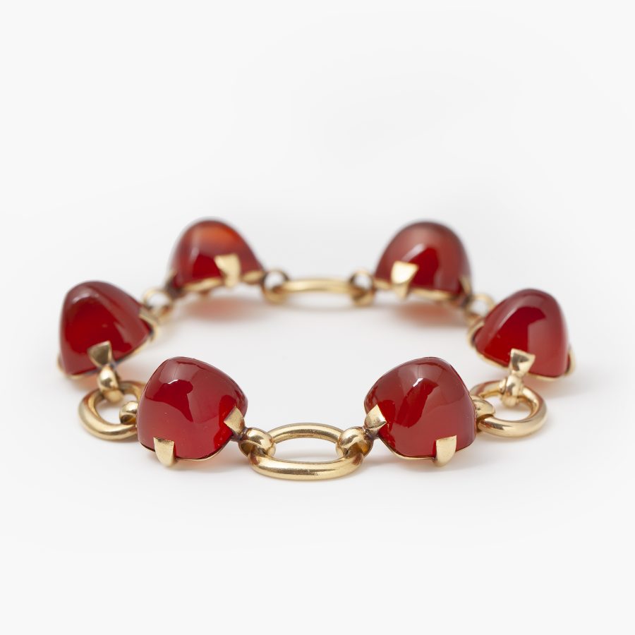 Art Deco yellow gold and carnelian bracelet by Marzo, Paris
