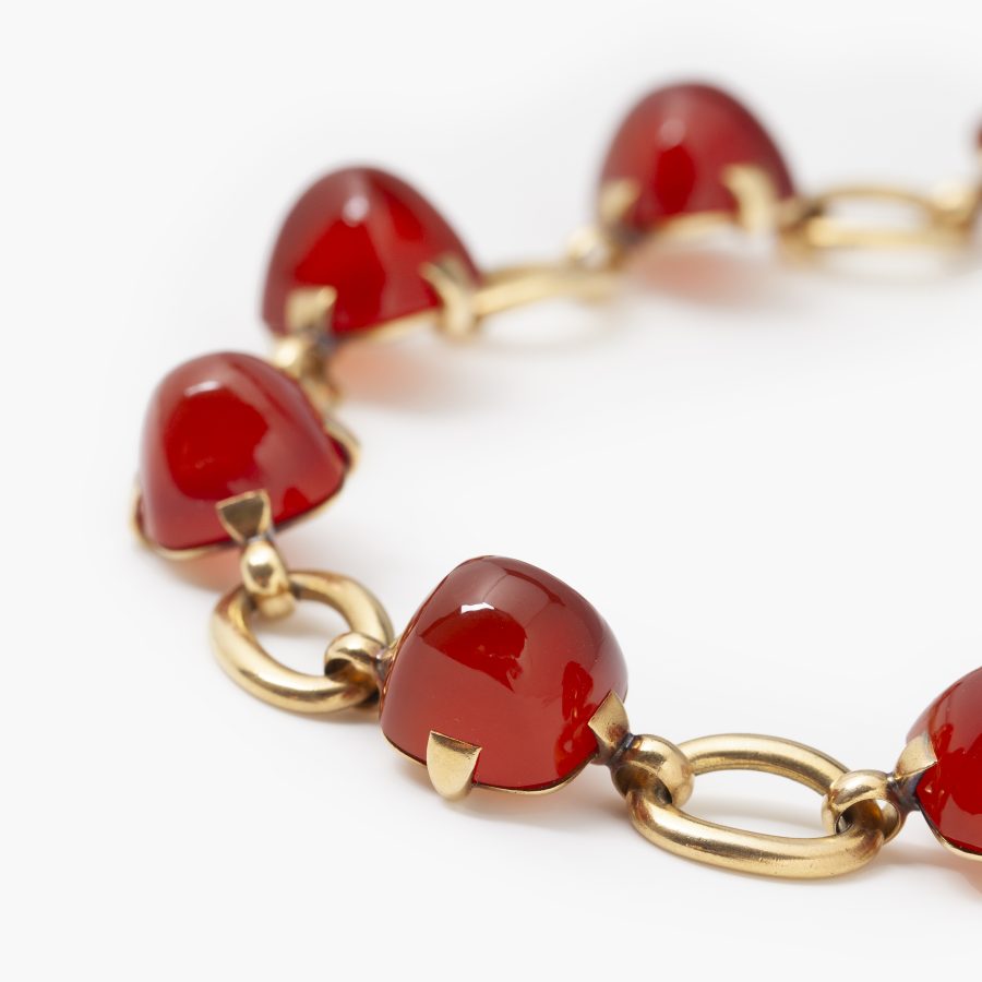 Art Deco yellow gold and carnelian bracelet by Marzo, Paris