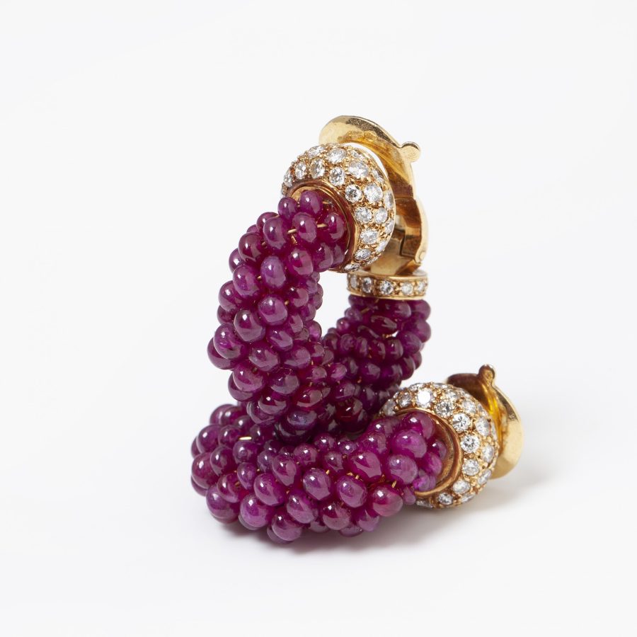 Van Cleef &Arpels ruby bead hoop earrings by Georges Lenfant, Paris