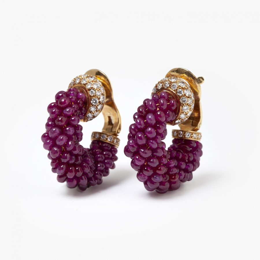 Van Cleef &Arpels ruby bead hoop earrings by Georges Lenfant, Paris