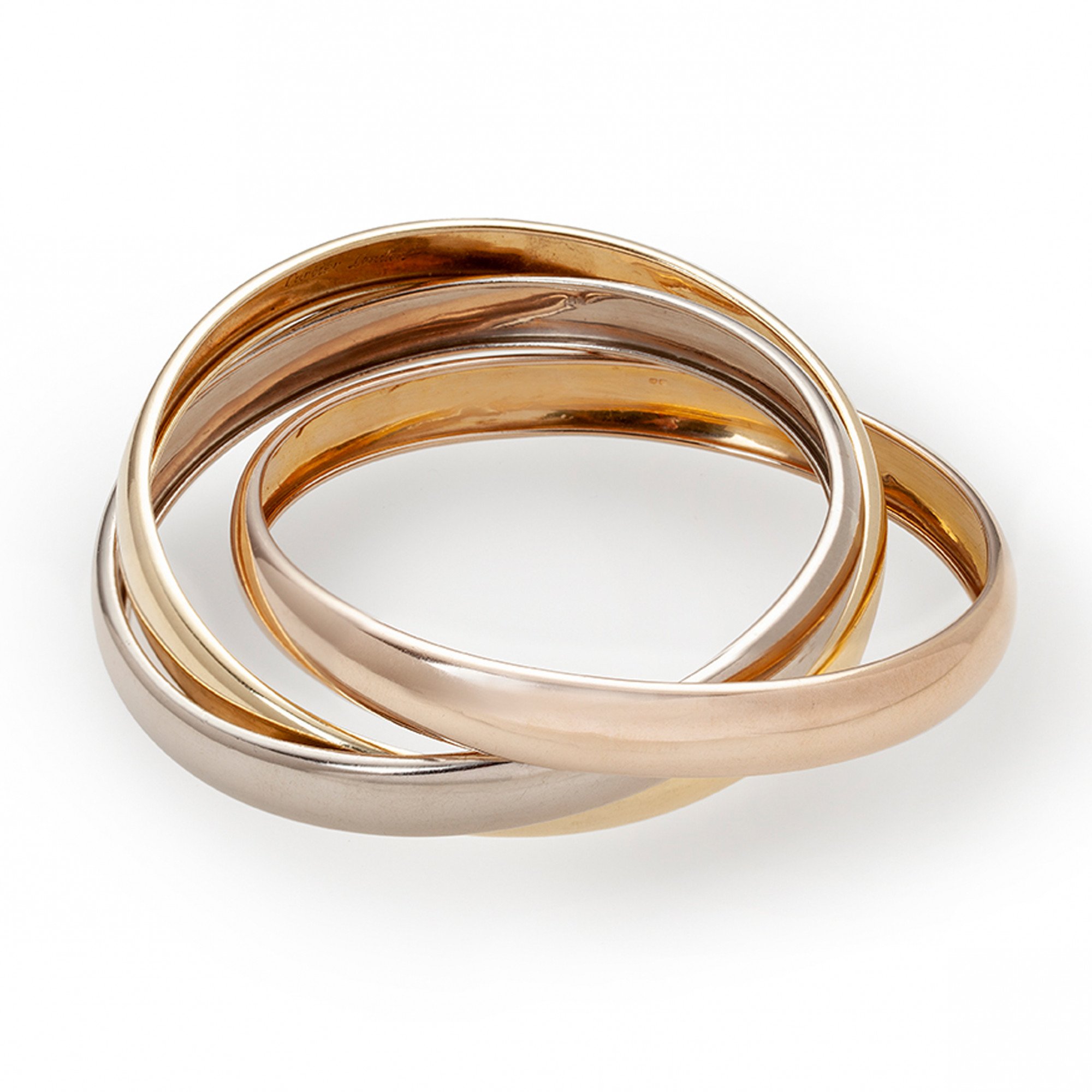 Cartier White, Yellow and Rose Gold Trinity Bracelet | Harrods DE