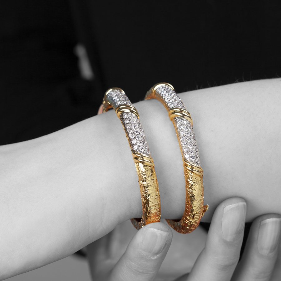 Platinum and gold diamond set VCA bracelets