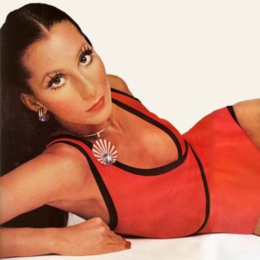 cher by richard avedon wearing bulgari stars and stripes jewellery american vogue april 1972