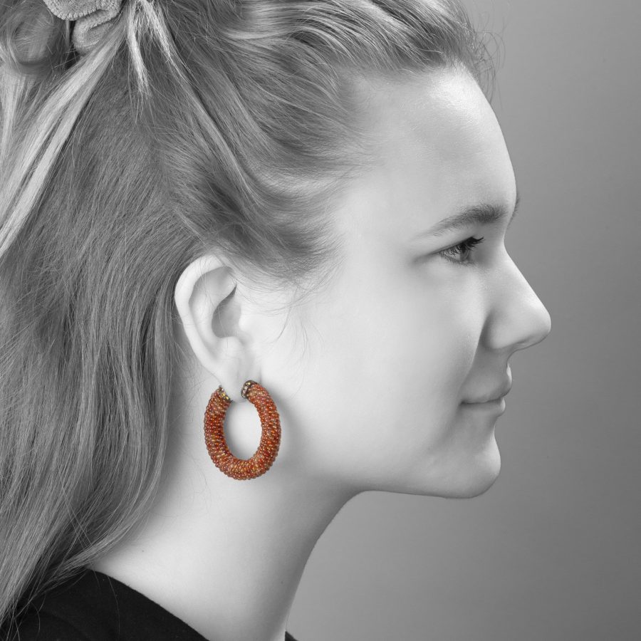 Carnelian and diamond hoop earrings by Hemmerle, Munich