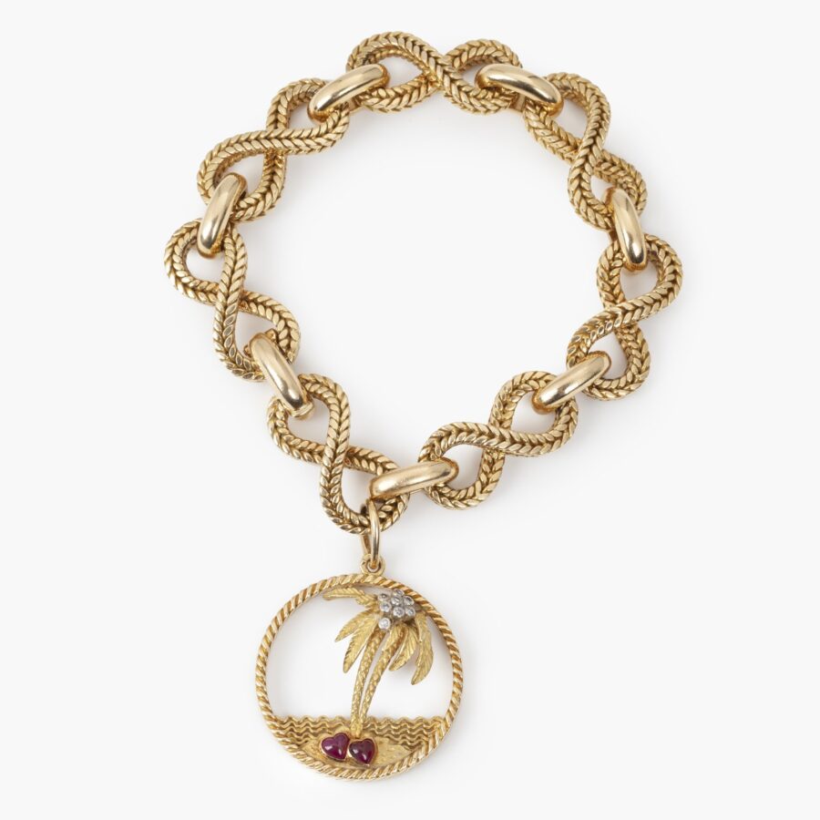 Van Cleef & Arpels Paris bracelet and palm tree pendant, both by Georges Lenfant, Paris, ca 1970