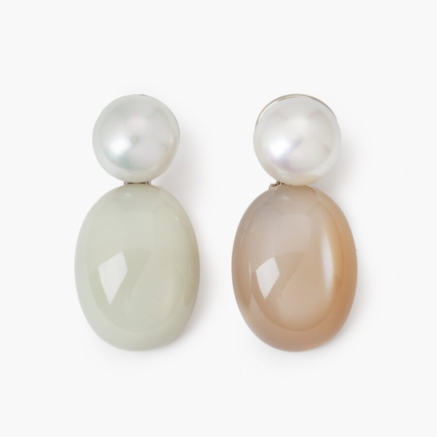 Hemmerle Munich white gold moonstone and south sea pearl earrings