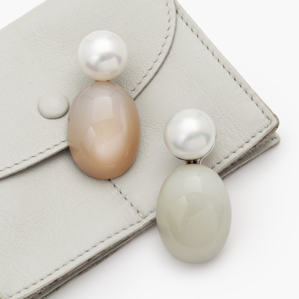 Hemmerle Munich white gold moonstone and south sea pearl earrings