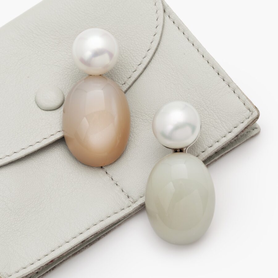 Hemmerle Munich white gold moonstone and south sea pearl earrings