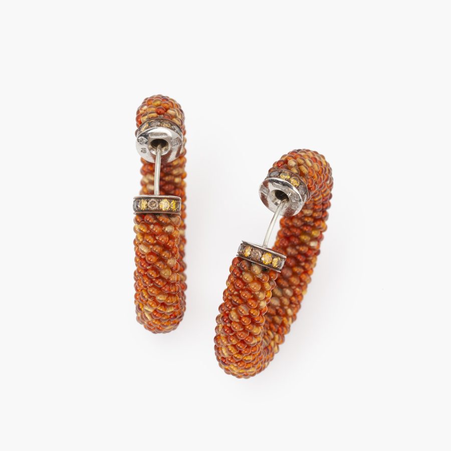 Carnelian and diamond hoop earrings by Hemmerle, Munich