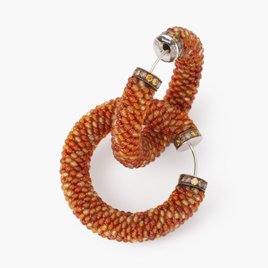 Carnelian and diamond hoop earrings by Hemmerle, Munich