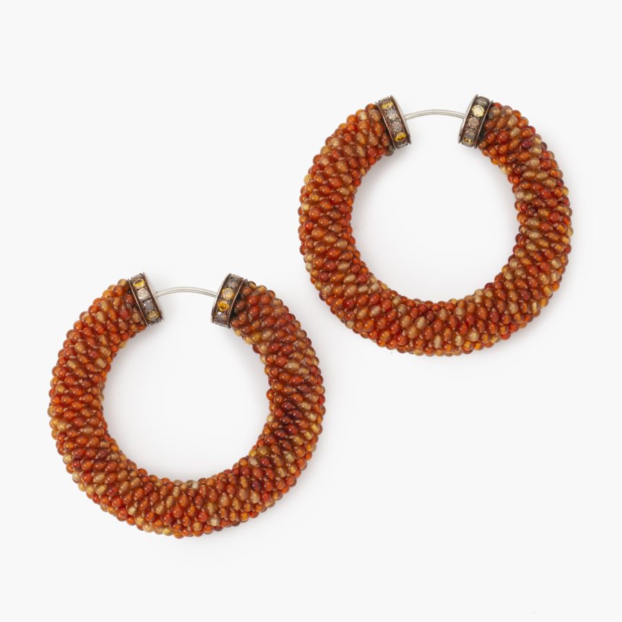 Carnelian and diamond hoop earrings by Hemmerle, Munich