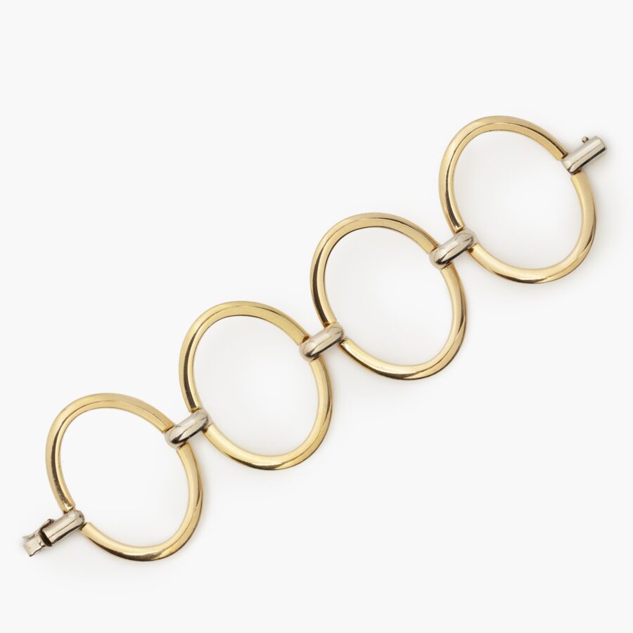 eighteen carat white and yellow gold bracelet large oval links ca 1980