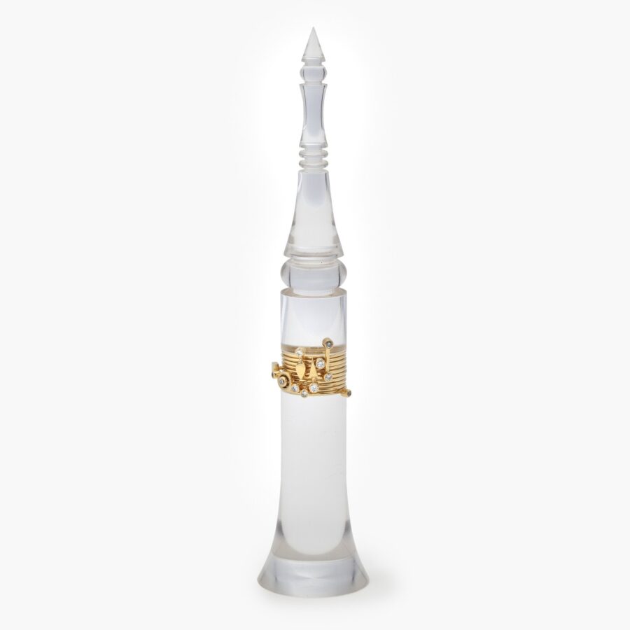 Ring Tower with ten gold and diamond rings signed Wendy Ramshaw, Londen, 1996.