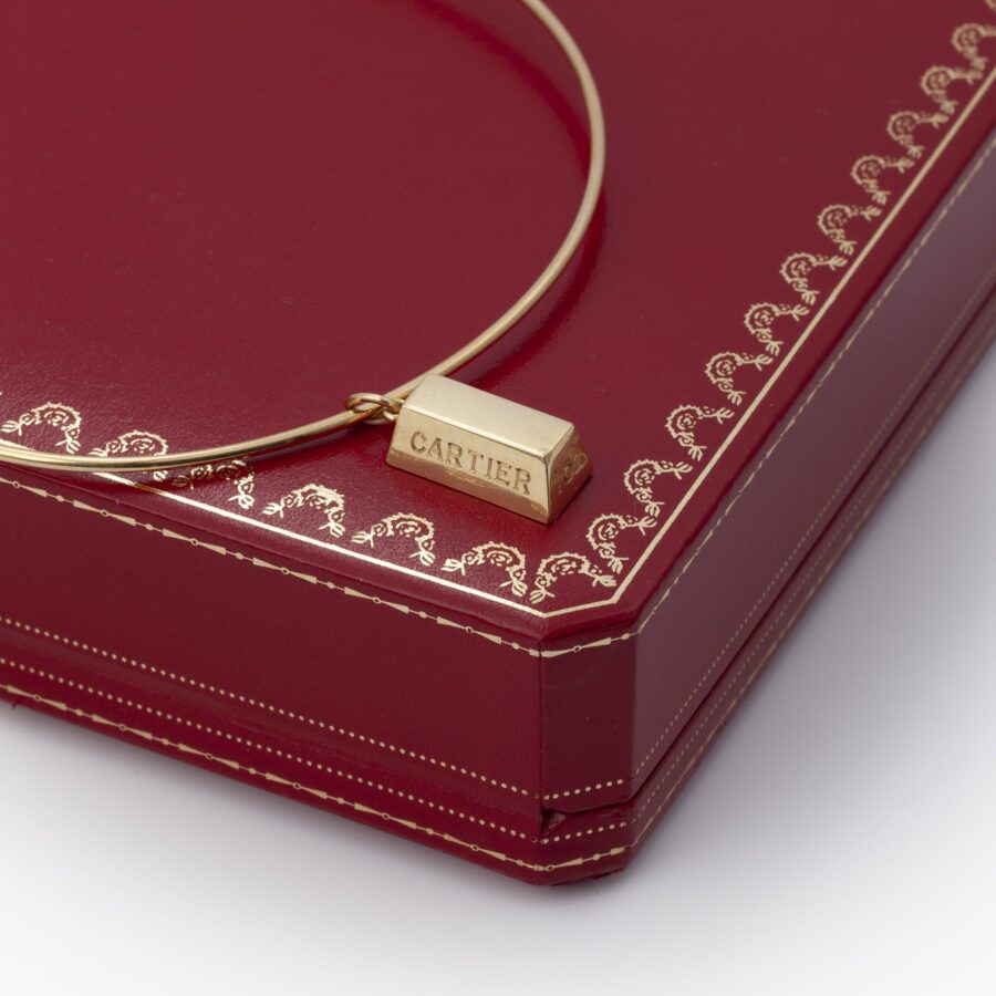 Cartier choker collar and gold bar ingot pendant