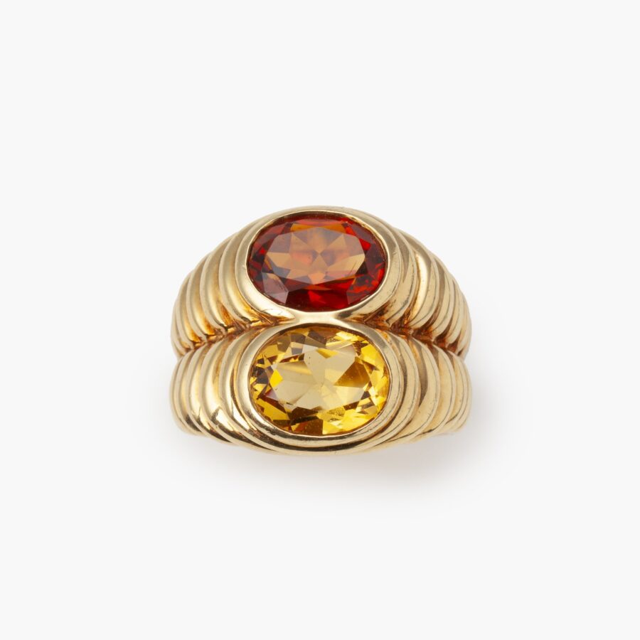 Yellow gold and citrine 'doppio' ring signed Bvlgari, Italy