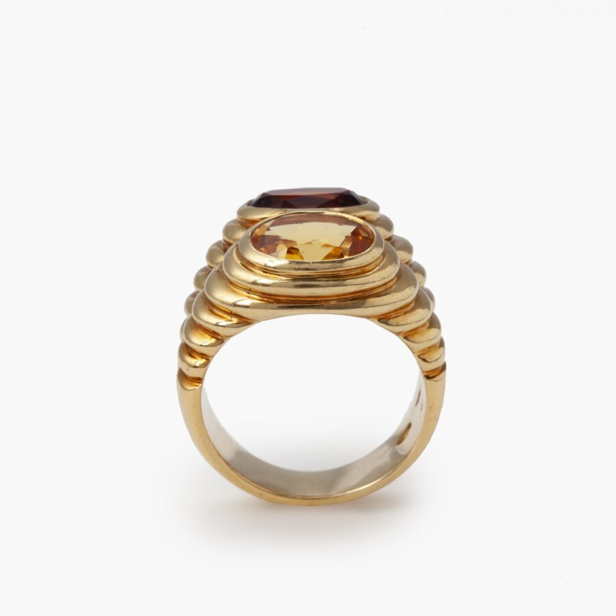 Yellow gold and citrine 'doppio' ring signed Bvlgari, Italy