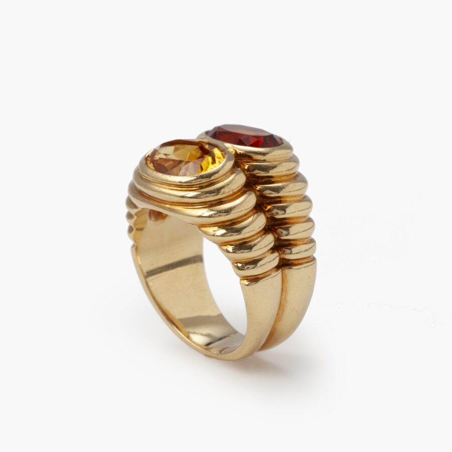 Yellow gold and citrine 'doppio' ring signed Bvlgari, Italy