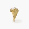 An eighteen carat yellow gold cross over ring ‘Toi et Moi’ set with two pear shaped diamonds and  many yellow diamonds. Made by Graff and numbered.