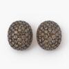 A pair of eighteen carat red gold and copper oval bombé clip earrings, pavé set with brilliant cut brown diamonds. Signed Hemmerle, made in Munich.