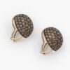 A pair of eighteen carat red gold and copper oval bombé clip earrings, pavé set with brilliant cut brown diamonds. Signed Hemmerle, made in Munich.