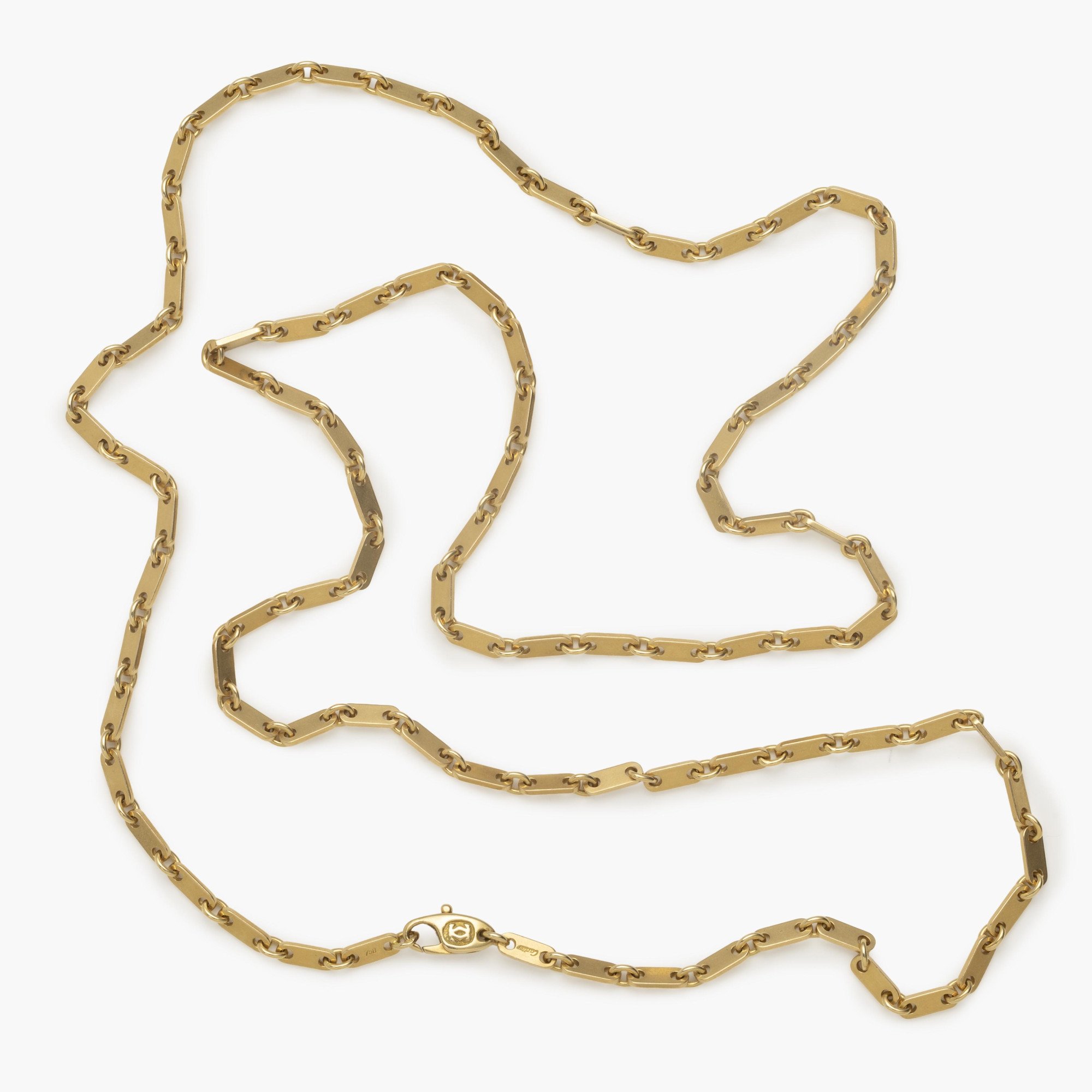 An eighteen carat yellow gold necklace ‘Fidelity’, signed Cartier, made ca 1990 and numbered. With original box.