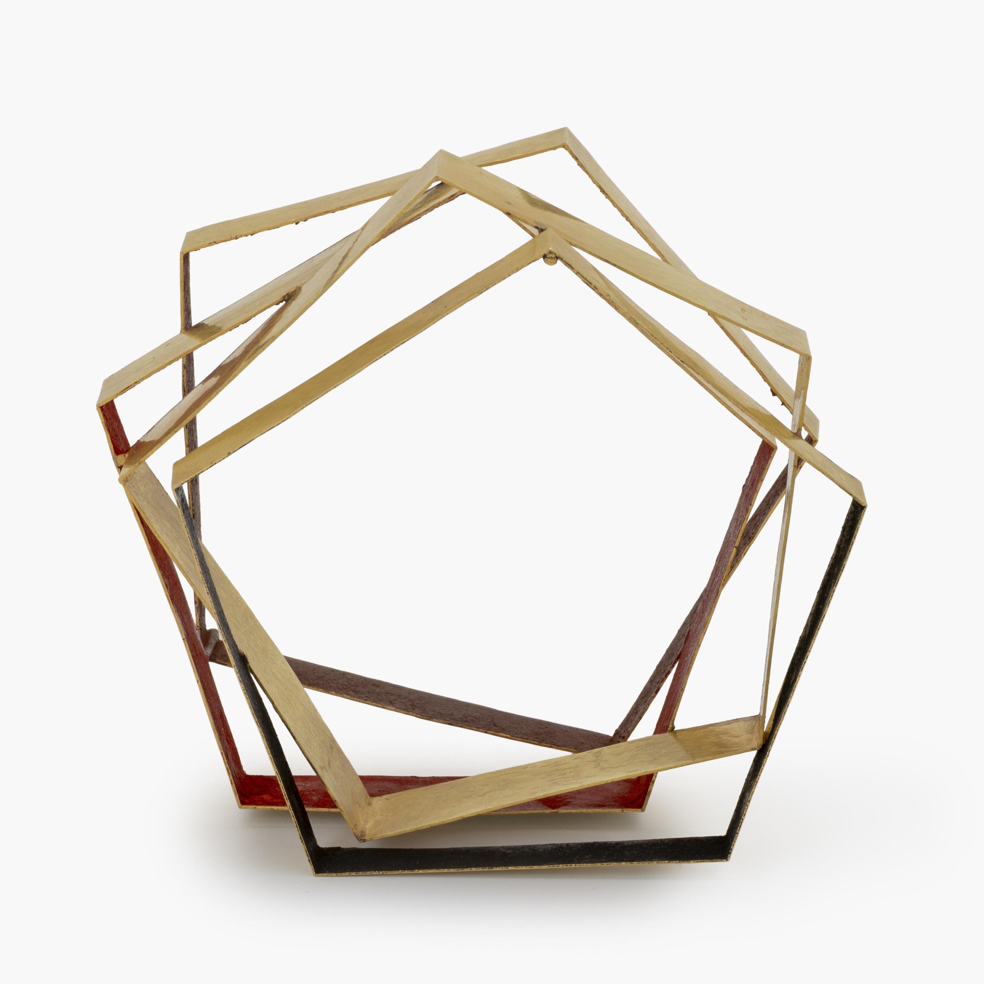 An eighteen carat yellow gold pentagonal bracelet, pigmented on the inside (brown, red, and black). Signed G. Babetto, made in Padua, ca 2012.