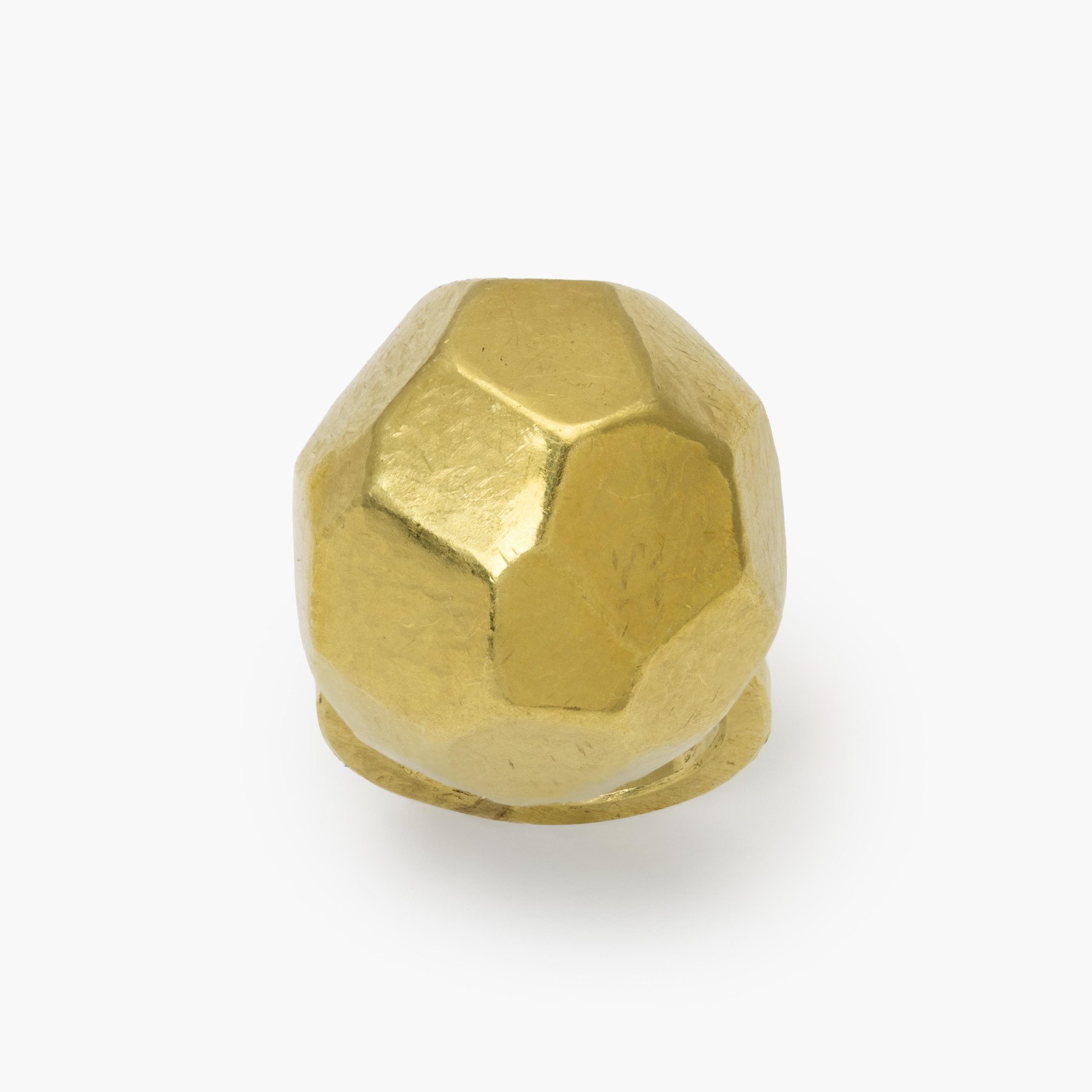 An eighteen carat yellow gold ring with an angular high dome, blue piment to the inside of the dome. Signed G. Babetto, Padova, Italy, dated 2005.