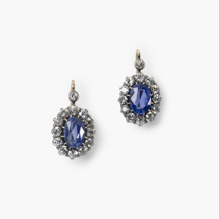Antique sapphire and diamond earrings