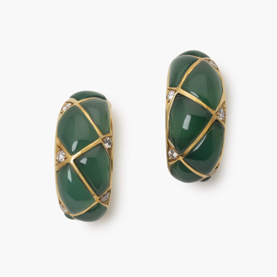 Van Cleef & Arpels clip earrings green agate